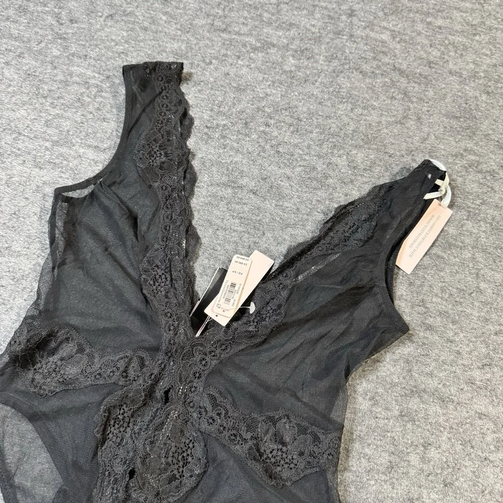 Victoria's Secret NEW Deep V All Lace Bodysuit Size XS Grunge Rave Festival Sexy